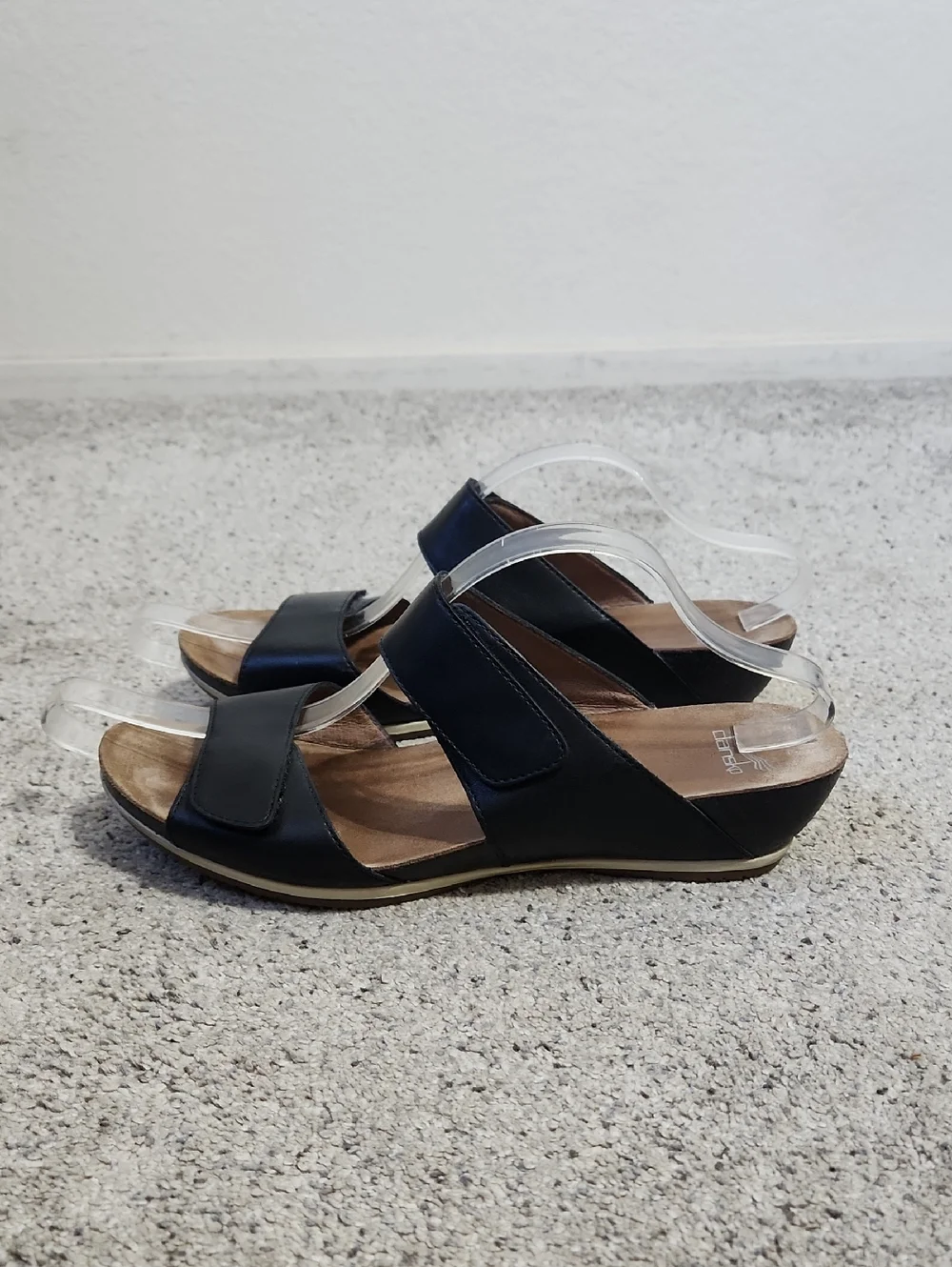Dansko Vienna Black Leather Strappy Wedge Slide Sandals Size 42